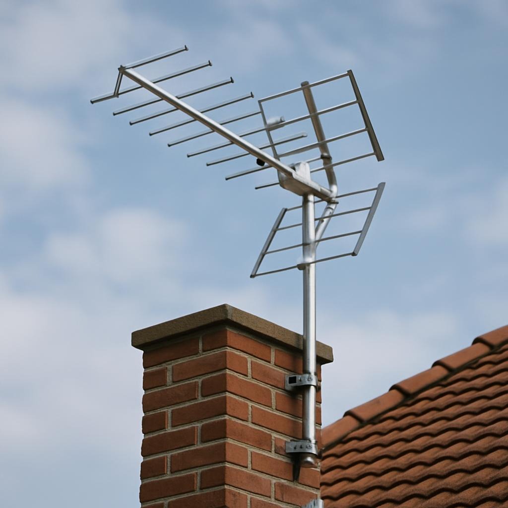 TV aerial mounted on a chimney